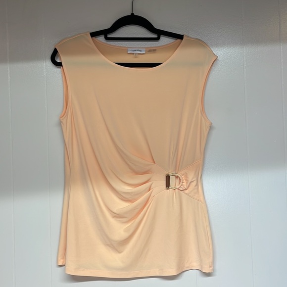 Calvin Klein Gathered at one side Peach Top Sz M - Picture 1 of 9